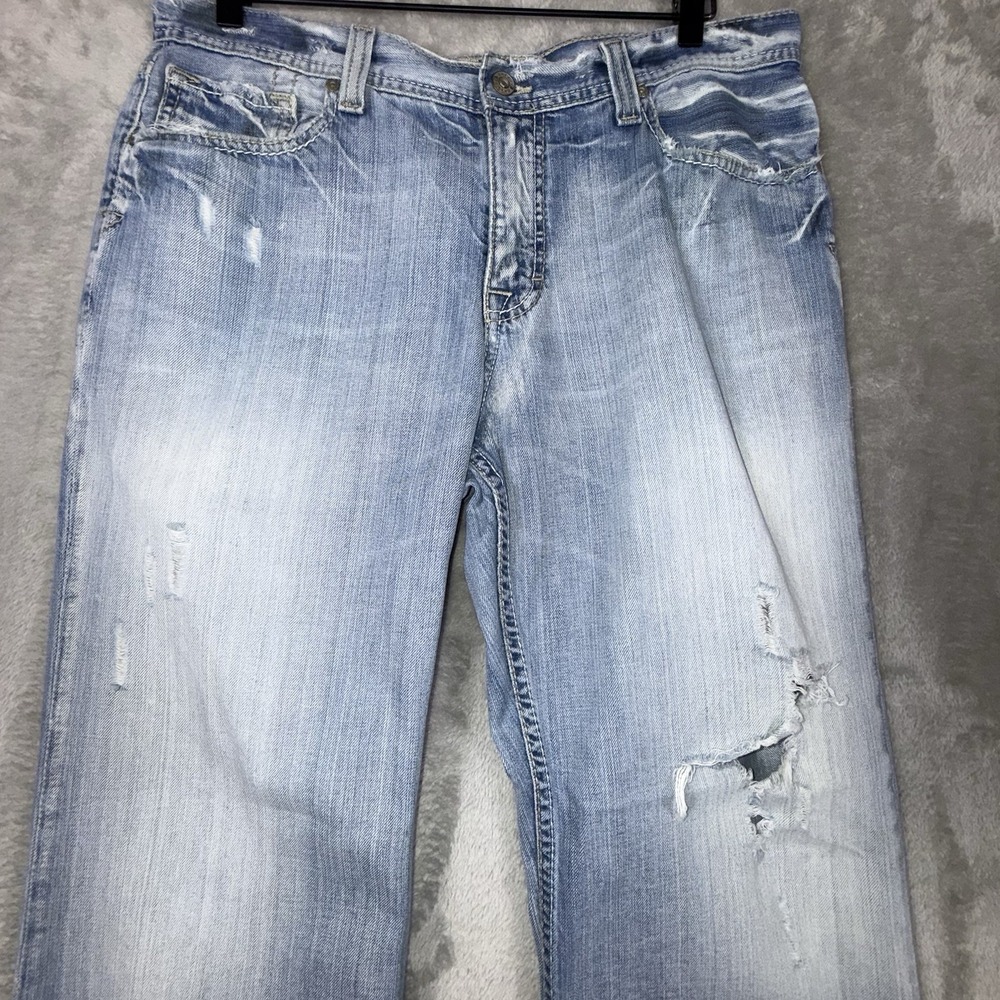 BKE Jeans Mens 34x30 Tyler Bootcut Distressed Whiskered Western Cowboy Buckle - Picture 4 of 16